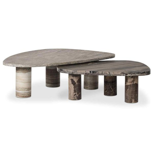 Nesting Stolik kawowy Set, Antique White/Rocky Brown by Four Hands